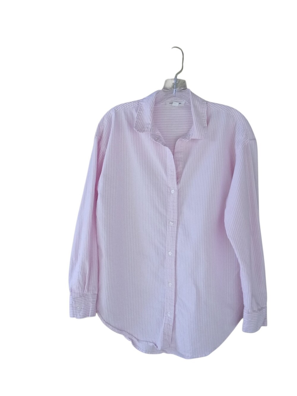 Beachlunchlounge Pink Striped Long Sleeved Button Down Oxford Shirt Small